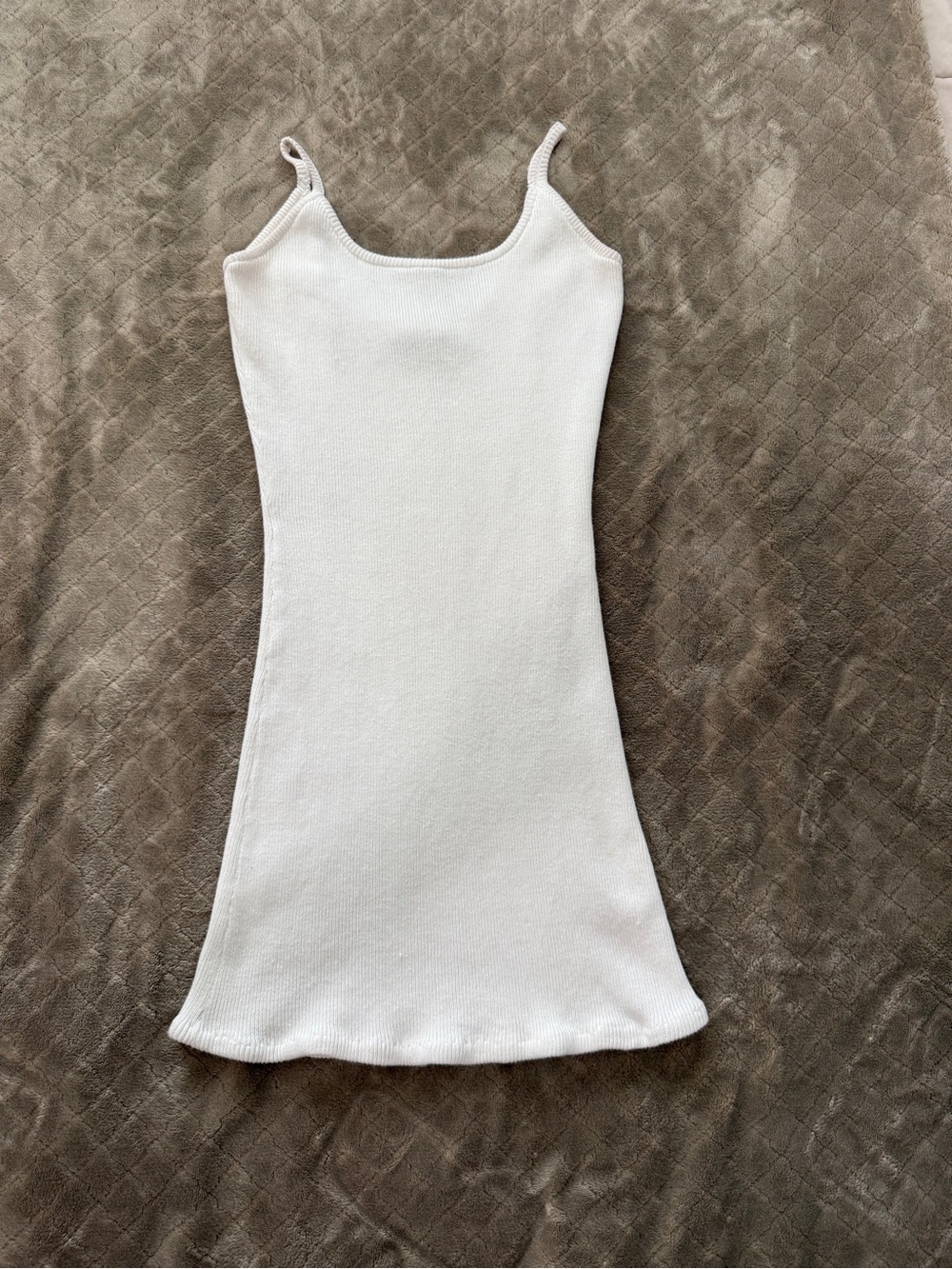 Vintage Contempo Casuals White Ribbed Mini Dress